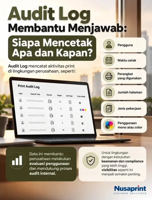 Edukasi Nusaprint tentang audit log aktivitas cetak